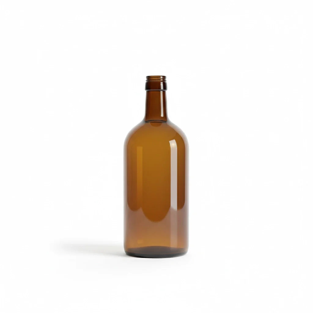 Amber Glass Decorative Bottle Pair