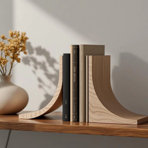 Arc Grain Wooden Bookends Set