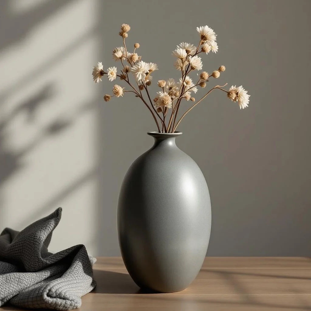 Hand-Finished Stoneware Statement Vase