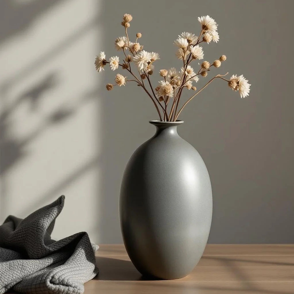 Hand-Finished Stoneware Statement Vase